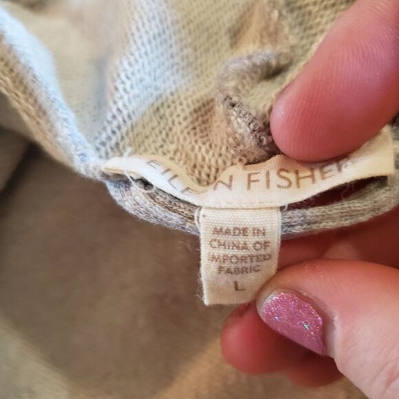 Eileen Fisher grey cotton drape front cardigan Large - Picture 4 of 5